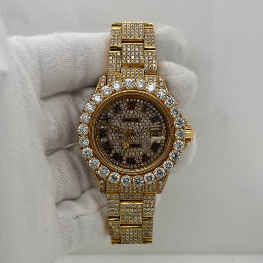 Rolex DateJust 41mm – Fully Gold, Fully Iced Out, Roman Dial