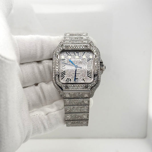 Cartier Santos 40mm – Fully Iced-Out Diamond Watch