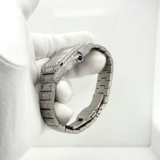 Cartier Santos 40mm – Fully Iced-Out Diamond Watch