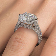 Cushion Halo Micropave Milgrain Diamond Engagement Ring Setting (Center Stone Not Included)