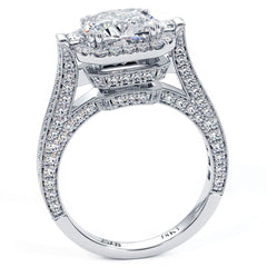 Cushion Halo Micropave Milgrain Diamond Engagement Ring Setting (Center Stone Not Included)