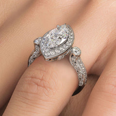 Marquise Halo Milgrain Filigree Vintage Diamond Engagement Ring Setting (Center Stone Not Included)