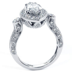 Marquise Halo Milgrain Filigree Vintage Diamond Engagement Ring Setting (Center Stone Not Included)