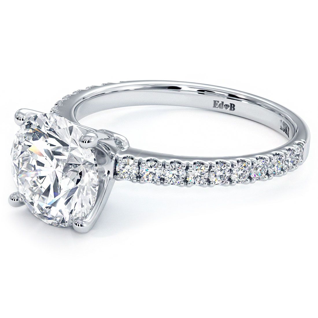 Classic 4 Prong Diamond Engagement Ring Setting (Center Stone Not Included)