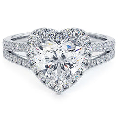 Heart Shape Halo Diamond Engagement Ring Setting, Split Shank (Center Stone Not Included)