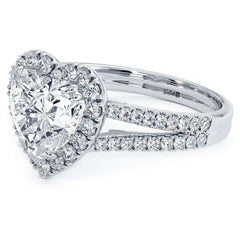 Heart Shape Halo Diamond Engagement Ring Setting, Split Shank (Center Stone Not Included)