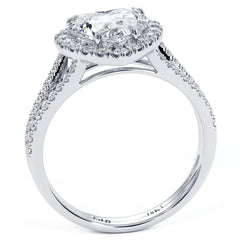 Heart Shape Halo Diamond Engagement Ring Setting, Split Shank (Center Stone Not Included)