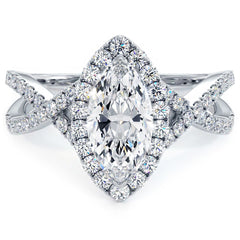 Marquise Halo Infinity Twist Micropave Diamond Engagement Ring Setting (Center Stone Not Included)