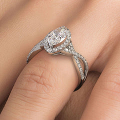 Marquise Halo Infinity Twist Micropave Diamond Engagement Ring Setting (Center Stone Not Included)