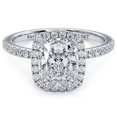 Elongated Cushion Halo, Micropave High Set, Diamond Engagement Ring Setting (Center Stone Not Included)