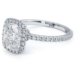 Elongated Cushion Halo, Micropave High Set, Diamond Engagement Ring Setting (Center Stone Not Included)