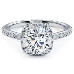 Cushion Halo With Round Center Micropave Diamond Engagement Ring Setting (Center Stone Not Included)