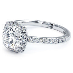 Cushion Halo With Round Center Micropave Diamond Engagement Ring Setting (Center Stone Not Included)