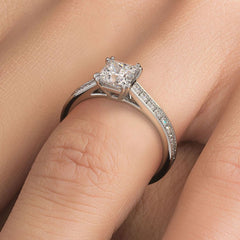 Princess Cut Petite Micropave Cathedral Diamond Engagement Ring Setting (Center Stone Not Included)