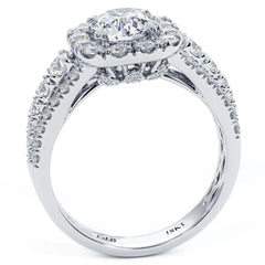 Cushion Halo With Round Center Diamond Vintage Style Diamond Engagement Ring Setting (Center Stone Not Included)