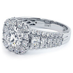 Cushion Halo With Round Center Diamond Vintage Style Diamond Engagement Ring Setting (Center Stone Not Included)