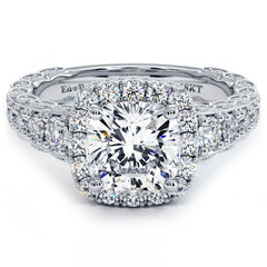 Cushion Halo, Filigree, Vintage Style Diamond Engagement Ring Setting (Center Stone Not Included)