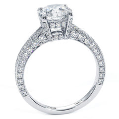 Round Center, Micropave Split Shank Diamond Engagement Ring Setting (Center Stone Not Included)