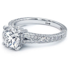 Round Center, Micropave Split Shank Diamond Engagement Ring Setting (Center Stone Not Included)