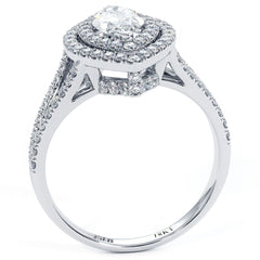 Marquise Shape Double Halo Micropave Split Shank Diamond Engagement Ring Setting (Center Stone Not Included)