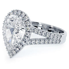 Pear Shape Halo, Split Shank Diamond Engagement Ring Setting (Center Stone Not Included)