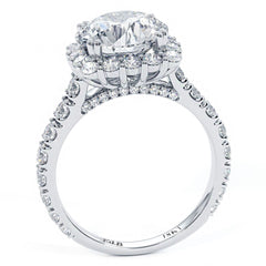 Cushion Halo With Round Center, Micro Prong Set Halo Diamond Engagement Ring Setting (Center Stone Not Included)