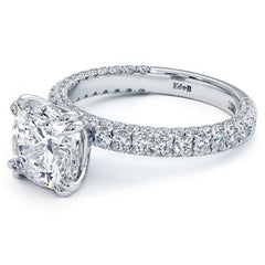 Cushion Center 3 Sided Micropave Shank Diamond Engagement Ring Setting (Center Stone Not Included)