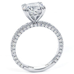 Cushion Center 3 Sided Micropave Shank Diamond Engagement Ring Setting (Center Stone Not Included)