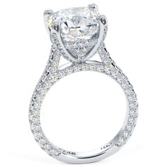 Cushion Center, 3 Sided Micropave Shank Diamond Engagement Ring Setting (Center Stone Not Included)