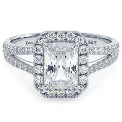 Radiant Cut Halo Split Shank Diamond Engagement Ring Setting (Center Stone Not Included)