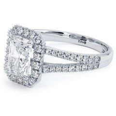 Radiant Cut Halo Split Shank Diamond Engagement Ring Setting (Center Stone Not Included)