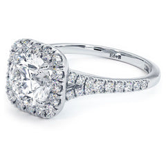 Cushion Halo With Round Center Split Shank Micropavé Diamond Engagement Ring Setting (Center Stone Not Included)