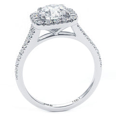 Cushion Halo With Round Center Split Shank Micropavé Diamond Engagement Ring Setting (Center Stone Not Included)