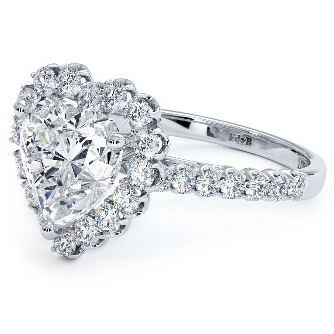 Heart Shape Halo, Beaded Prong, Diamond Engagement Ring Setting (Center Stone Not Included)