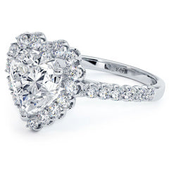 Heart Shape Halo, Beaded Prong, Diamond Engagement Ring Setting (Center Stone Not Included)