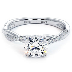 Round Center, Petite, Infinity Twist Micropave Diamond Engagement Ring Setting (Center Stone Not Included)