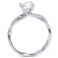 Round Center Petite Micropave Infinity Twist Diamond Engagement Ring Setting (Center Stone Not Included)