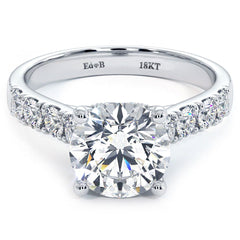 Round Center With Unique Diamond Heart Shape On The Head Engagement Ring Setting (Center Stone Not Included)