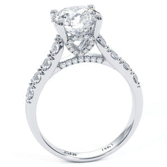 Round Center With Unique Diamond Heart Shape On The Head Engagement Ring Setting (Center Stone Not Included)