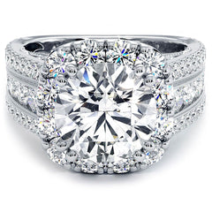 Cushion Halo With Round Center Diamond Vintage Milgrain Style Diamond Engagement Ring Setting (Center Stone Not Included)