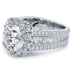 Cushion Halo With Round Center Diamond Vintage Milgrain Style Diamond Engagement Ring Setting (Center Stone Not Included)