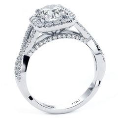 Cushion Halo With Round Center Diamond Infinity Twist Shank Diamond Engagement Ring Setting (Center Stone Not Included)