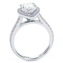 Pear Shape Halo Micropave Diamond Engagement Ring Setting (Center Stone Not Included)