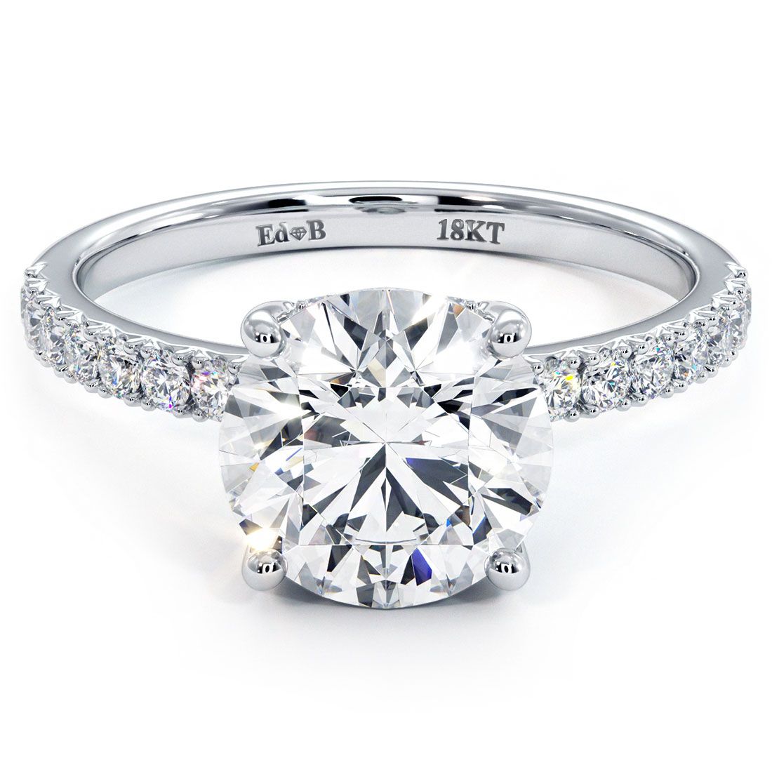 Round Hidden Halo Basket Head Petite Diamond Engagement Ring Setting (Center Stone Not Included)