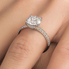 Round Hidden Halo Basket Head Petite Diamond Engagement Ring Setting (Center Stone Not Included)