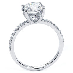 Round Hidden Halo Basket Head Petite Diamond Engagement Ring Setting (Center Stone Not Included)