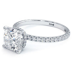 Cushion Hidden Halo Petite Micropave Diamond Engagement Ring Setting (Center Stone Not Included)