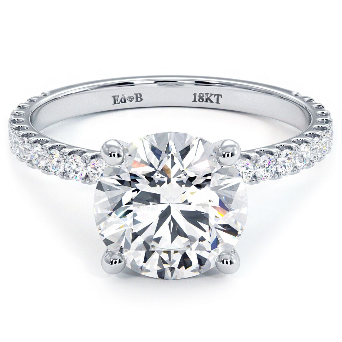 Round Center, Petite Micropave Diamond Engagement Ring Setting (Center Stone Not Included)