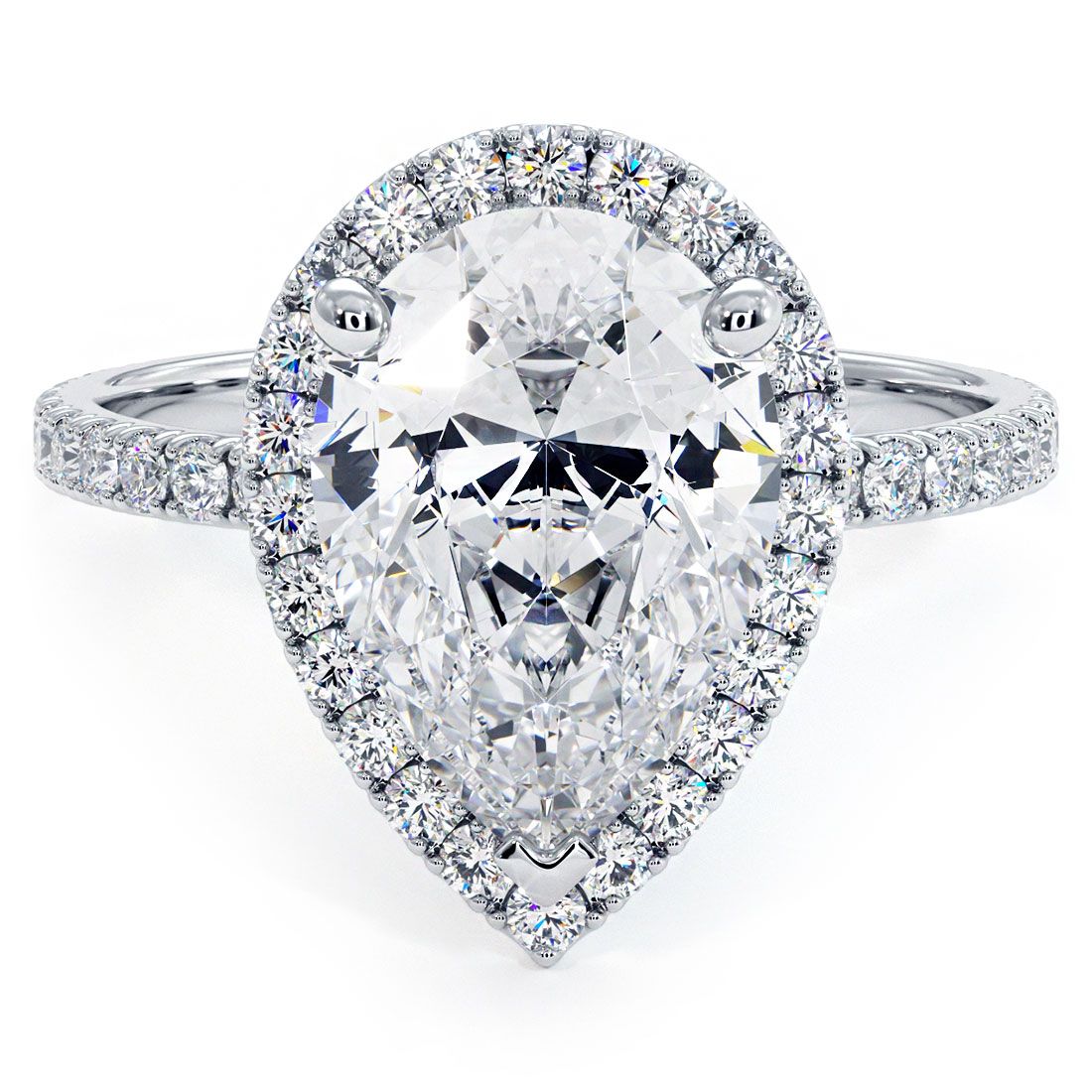 Pear Shape Halo Petite Micropave Gallery Diamond Engagement Ring Setting (Center Stone Not Included)