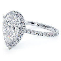 Pear Shape Halo Petite Micropave Gallery Diamond Engagement Ring Setting (Center Stone Not Included)